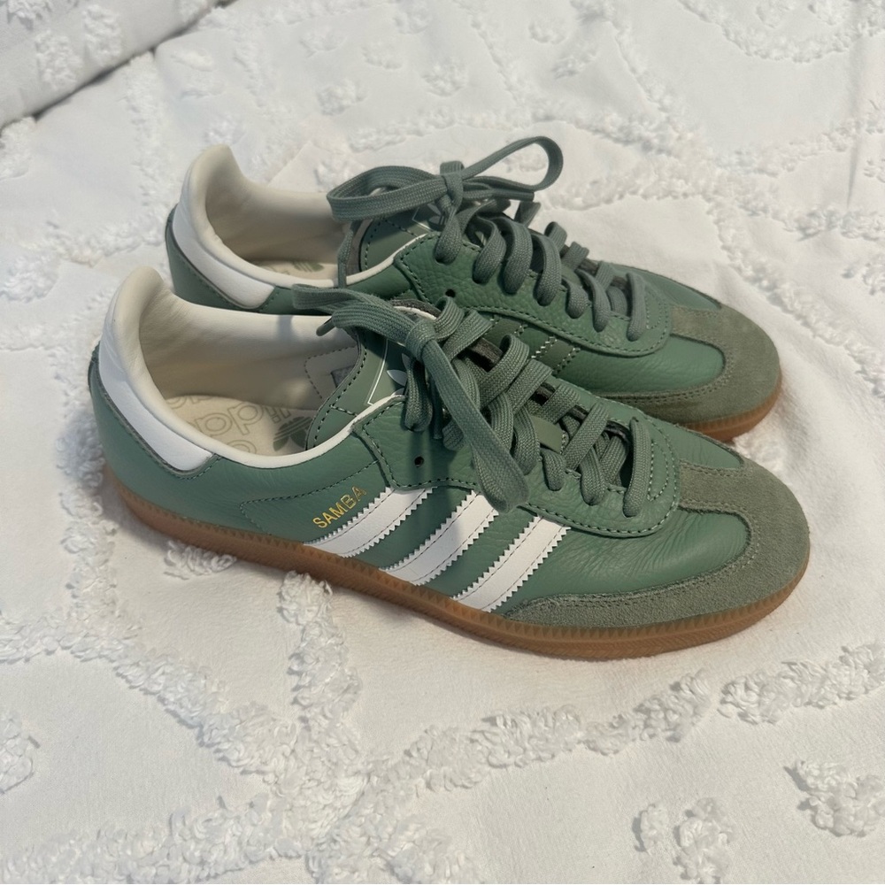 Sage green adidas samba